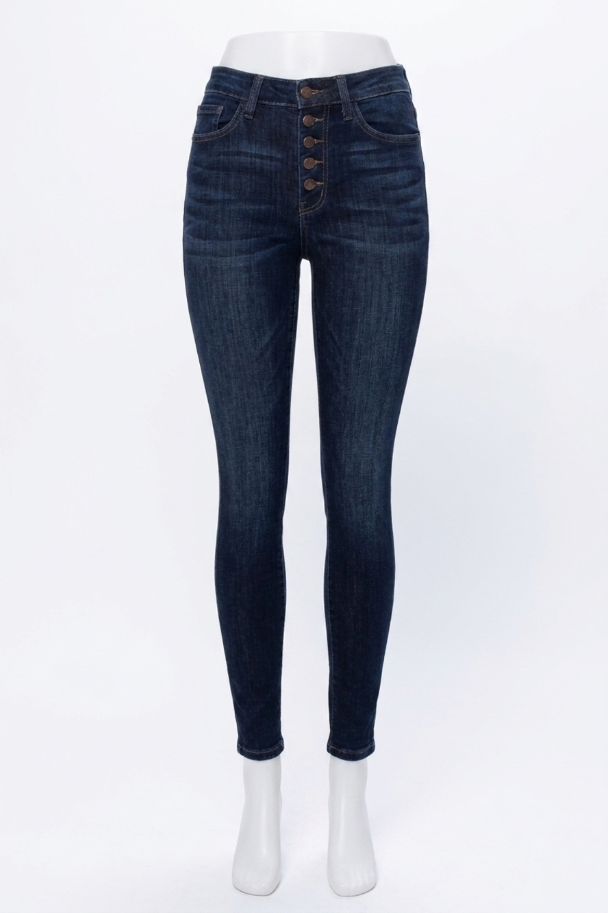 NEW JUDY BLUE high waist handsand resin skinny jeans in dark wash